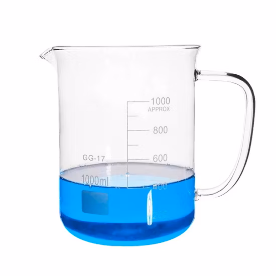 Labormessbecher aus Borosilikatglas mit Griff