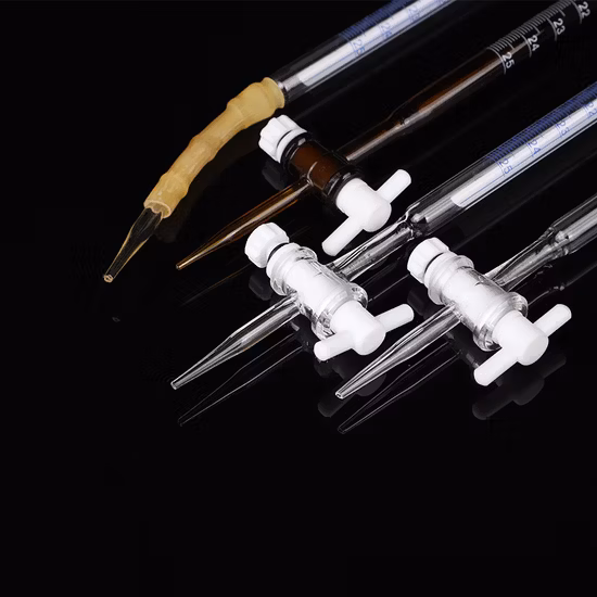 Klarglas-Volumenbürette mit PTFE-Absperrhahn für die basische Säuretitration