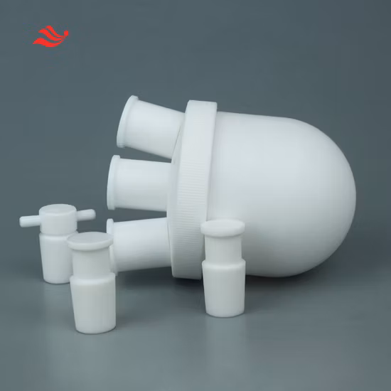 500 ml PTFE-Rundkolben mit drei Hälsen können individuell angepasst werden